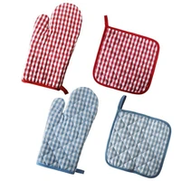 1pc grid cotton heat resistant home kitchen baking tool insulation pad table placemat microwave glove mitts