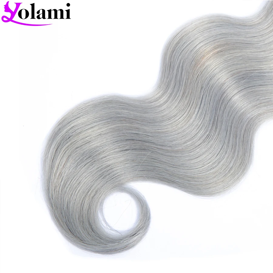 

Yolami Pre Colored 1B Grey Malaysian Body Wave 3 Bundles Deal 8-24inch Ombre Non Remy Human Hair Extensions Machine Double Weft