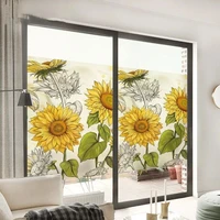 custom size window glass films frosted glass sticker sliding door balcony bathroom bedroom translucent opaque sunflower