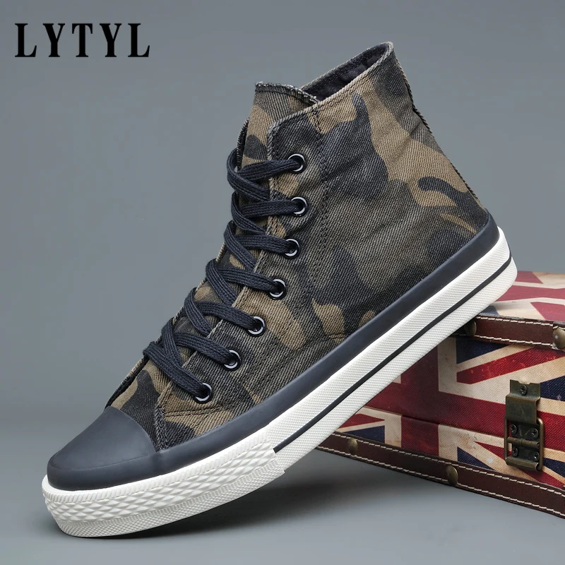 

men vulcanize shoes Casual Sneaker Shoes Fashion Thick Bottom Shoes High Top Camouflage Canvas Shoes Tenis Masculino B41-36