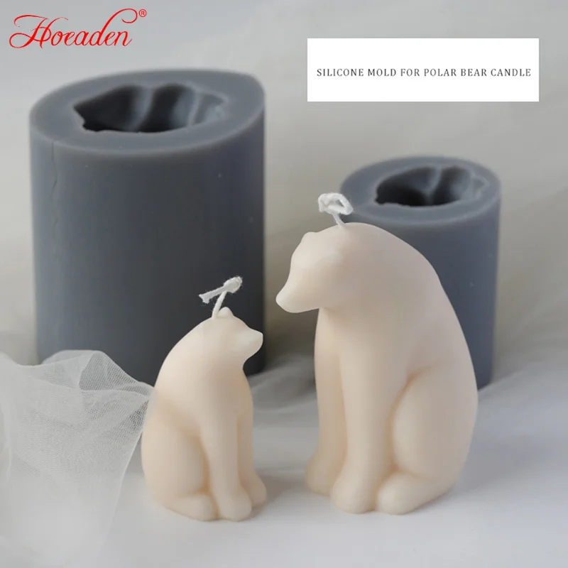 

3D силиконовая форма в виде белого медведя для свечей, Рождественское украшение, пластырь для ароматизированных свечей, форма ручной работы ...