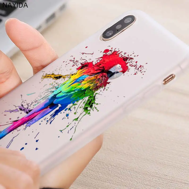 Мягкий силиконовый чехол для телефона iPhone 12 11 Pro XS Max XR X 8 7 6 Plus 5S SE S крышка попугай