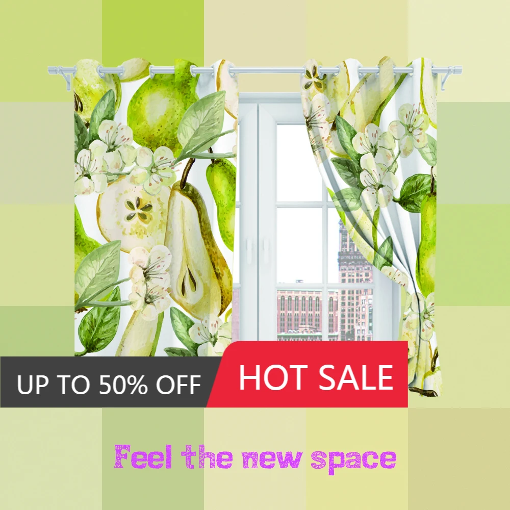

Full Shade Sunscreen Customized Fruits Kitchen Bedroom LivingRoom Princess Bay Window Punch Hook Blackout Curtain New Arrival