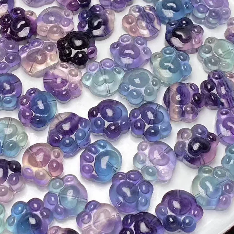 Натуральный кварцевый резной Радужный флюорит с кристаллом милый маленький