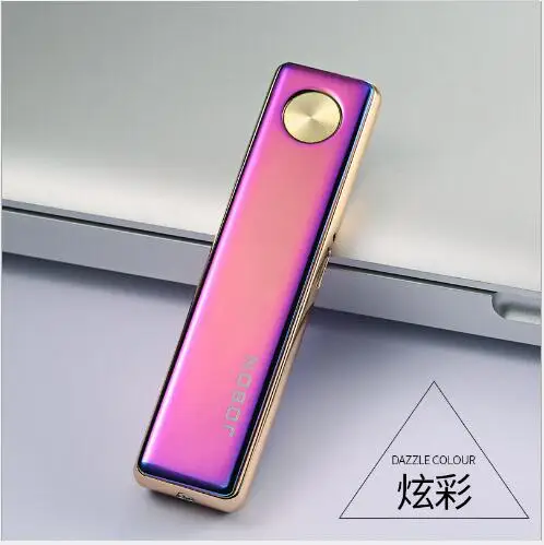 Jobon USB Зажигалка, ультра тонкая ветрозащитная металлическая зажигалка, Электронная зажигалка подарочная упаковка - Цвет: Фиолетовый