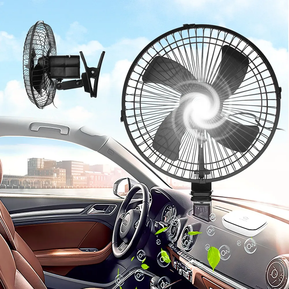 

10in 12/24V 180 Degree Cigaretteii Lighter Charging Air Circulating USB Fan,Portable For Outd Camping Tent Beach Or Car