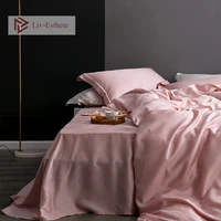 liv esthete women star noble pink 100 silk bedding set silky healthy duvet cover flat sheet pillowcace queen king bed linen set