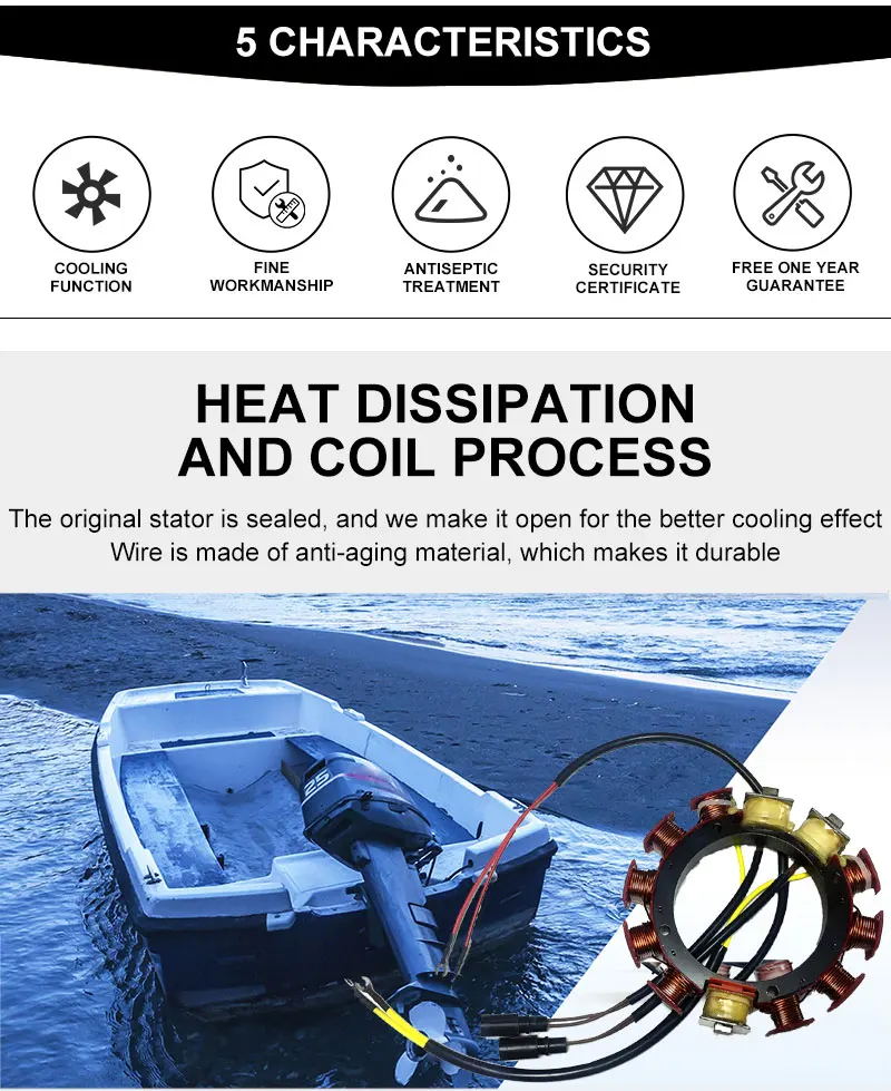 JETUNIT подвесной узел статора для Johnson Evinrude 35 Ампер 6 и 8 цилиндров 173-3415 173-4287 18-5861 583415 584287 763765