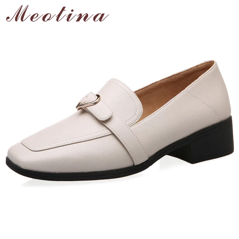 Туфли Meotina женские на высоком квадратном каблуке лоферы повседневная обувь
