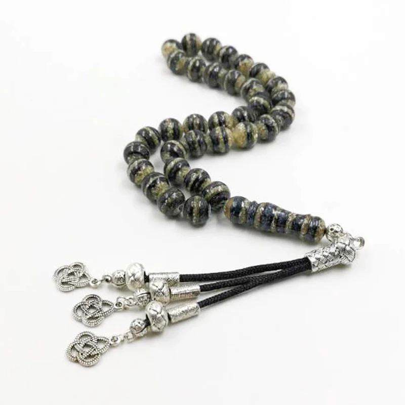 Новый корпус Tasbih черно-белые линии натуральный ручной полированный Розарий