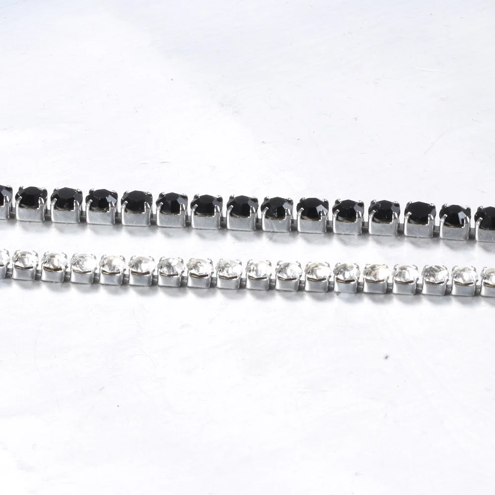 Браслет для тенниса из кубинской цепи с кристаллами циркония серебряного цвета