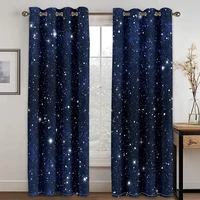 living room bedroom star print translucent curtain suitable for bedroom kitchen home decoration hook perforated curtain