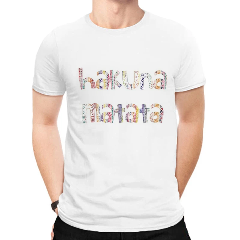 LUSLOS HAKUNA MATATA/мужская футболка больших размеров, летние футболки с коротким рукавом с изображением Льва и короля, белые футболки с принтом из мультфильма