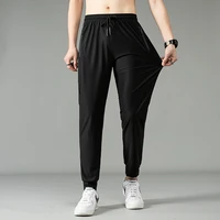 new ice silk sweatpants mens medium waist elastic casual pants fashion pants large streetwear men clothing