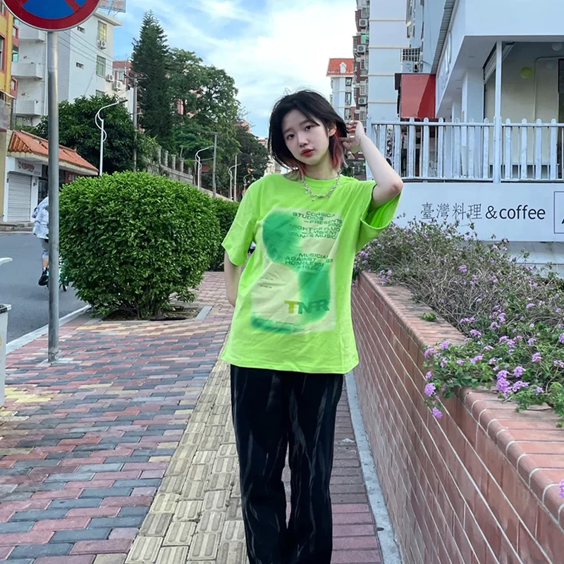 

100% Cotton Letter Graphic Tee Women Unisex Casual Street Wear y2k Aesthetic chic harajuku vintage t shirt aesthetic clothes