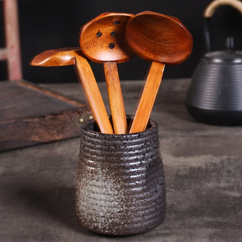 4 шт. деревянные ложки набор больших деревянных ложек японский стиль раменский