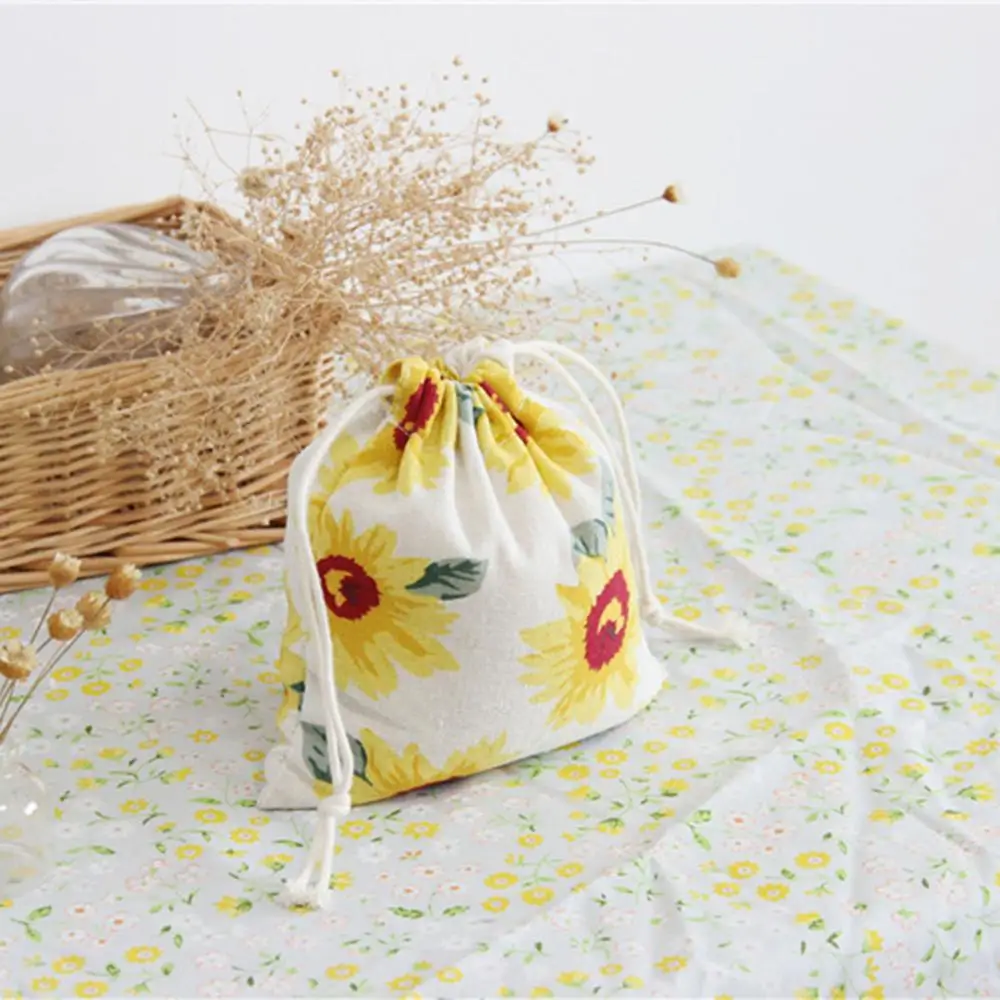 Хлопковая Сумка для белья ручной работы с принтом подсолнечника 2 размера сумка