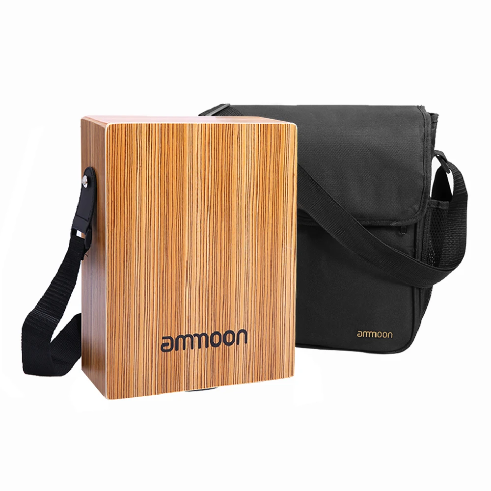 Портативный дорожный барабан ammoon Cajon плоский ручной деревянный перкуссионный
