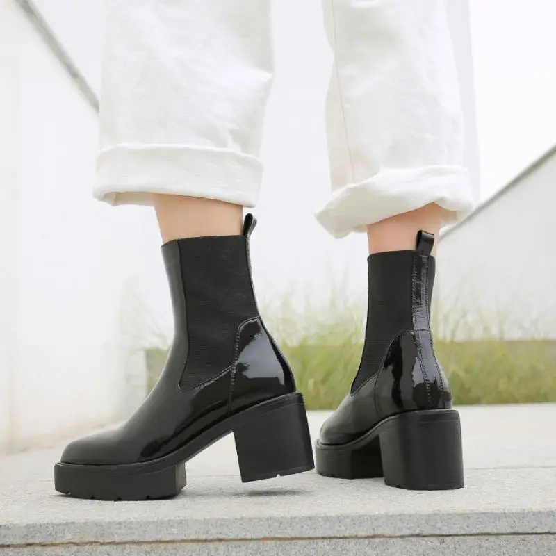 ZALAVOR/Сапоги до середины икры женская обувь из натуральной кожи на платформе
