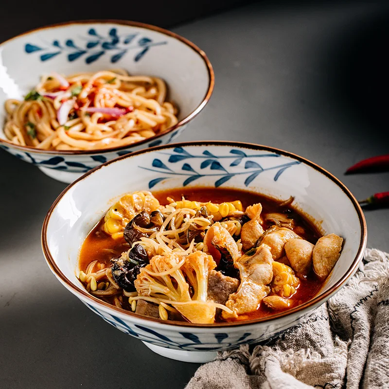 

8/9/10 дюймов Большая миска японская ручная роспись миска для лапши ДУ миска с широким ртом миска для рамен миска для супа миска для трубы