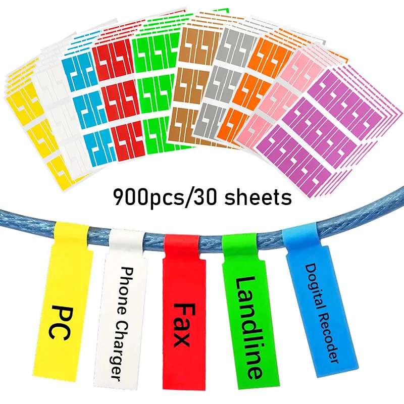 Etiqueta Adesiva de Cabo de Rede à Prova Dágua Rede pc Utp Fio Marcador de Gravata Marcação Organizador de Etiqueta Ferramenta de Gerenciamento 900 Peças Fixadores de cabo
