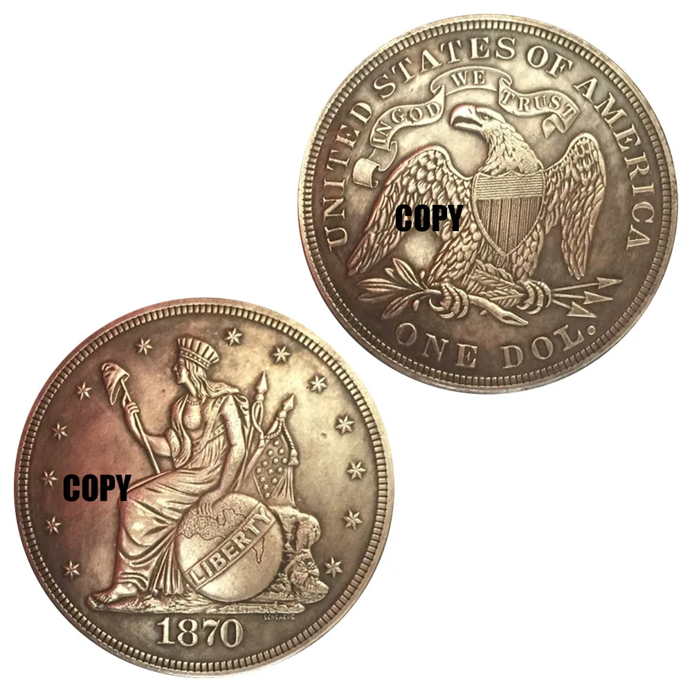 Сувениры и подарки из США 1870 памятные монеты с посеребренным латунным декором