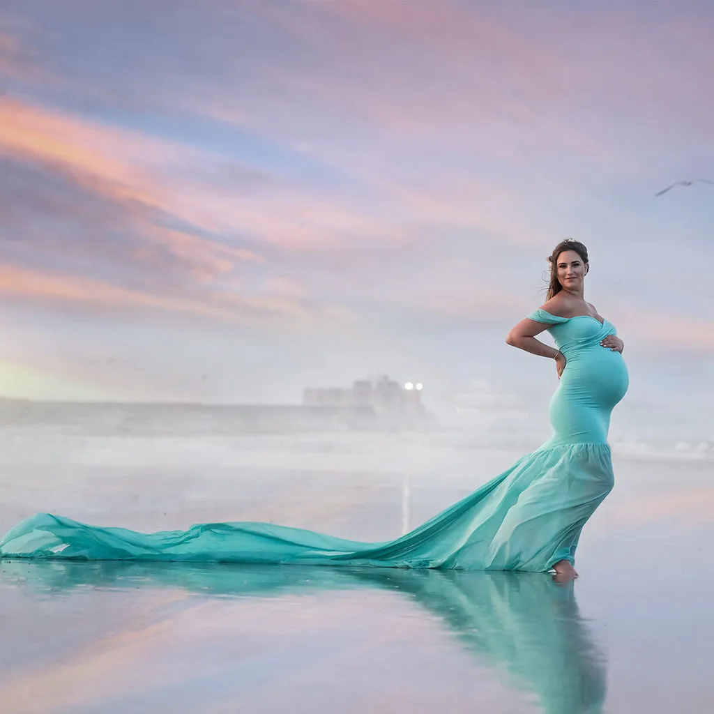 

Long Maternity Photography Props Pregnancy Dress For Photo Shooting Off Shoulder Pregnant Dresses For Women Maxi Maternity Gown