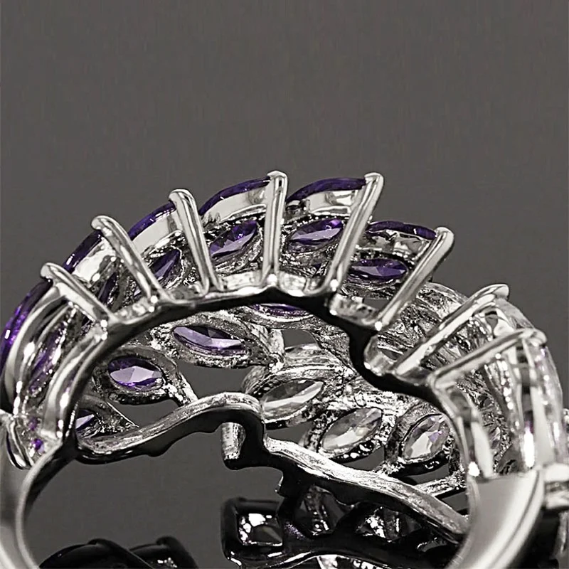 CAOSHI Trendy Leaf Shape Rings for Women Silver Color Inlaid AAA Cubic Zirconia High Quality Delicate Accessories Party Jewelry | Украшения