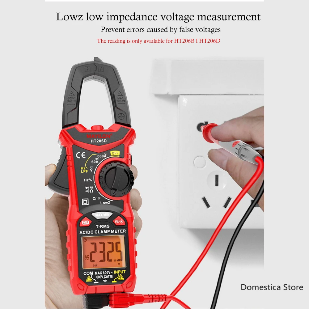 

AC/DC Voltage Detector Sensor Tester LED Light Mini Digital Clamp Meter Used To Measure Voltage AC And Current Resistance HT206