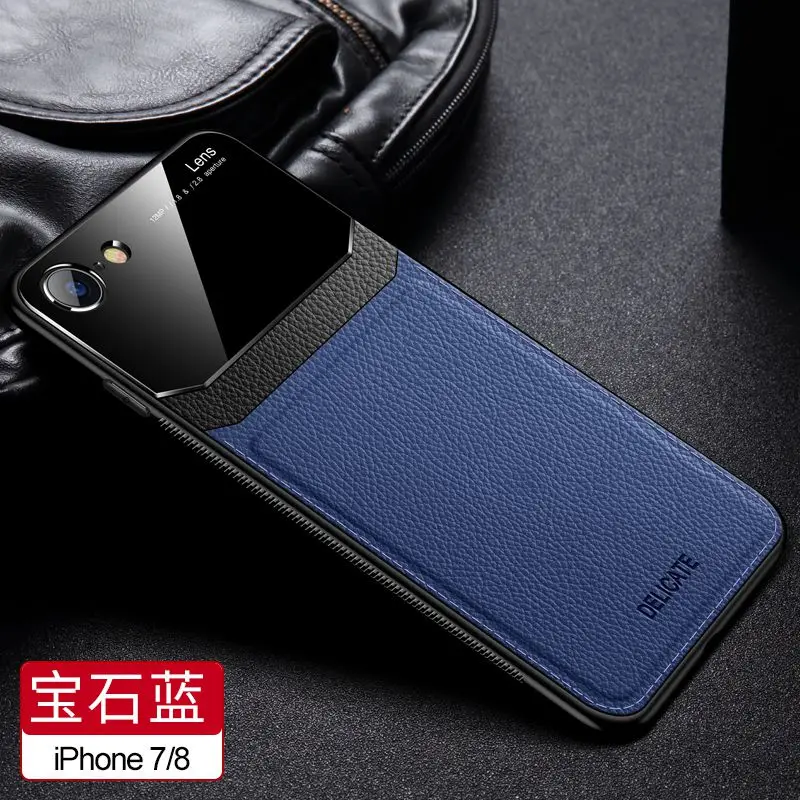 blue Кожаный чехол для Iphone X Xr, для Iphone 7, 8, 7 plus, 8 Plus, из искусственной кожи, анти-осенний чехол для Iphone Xs max, роскошный, 11 Pro, Max, зеркальный - Цвет: blue