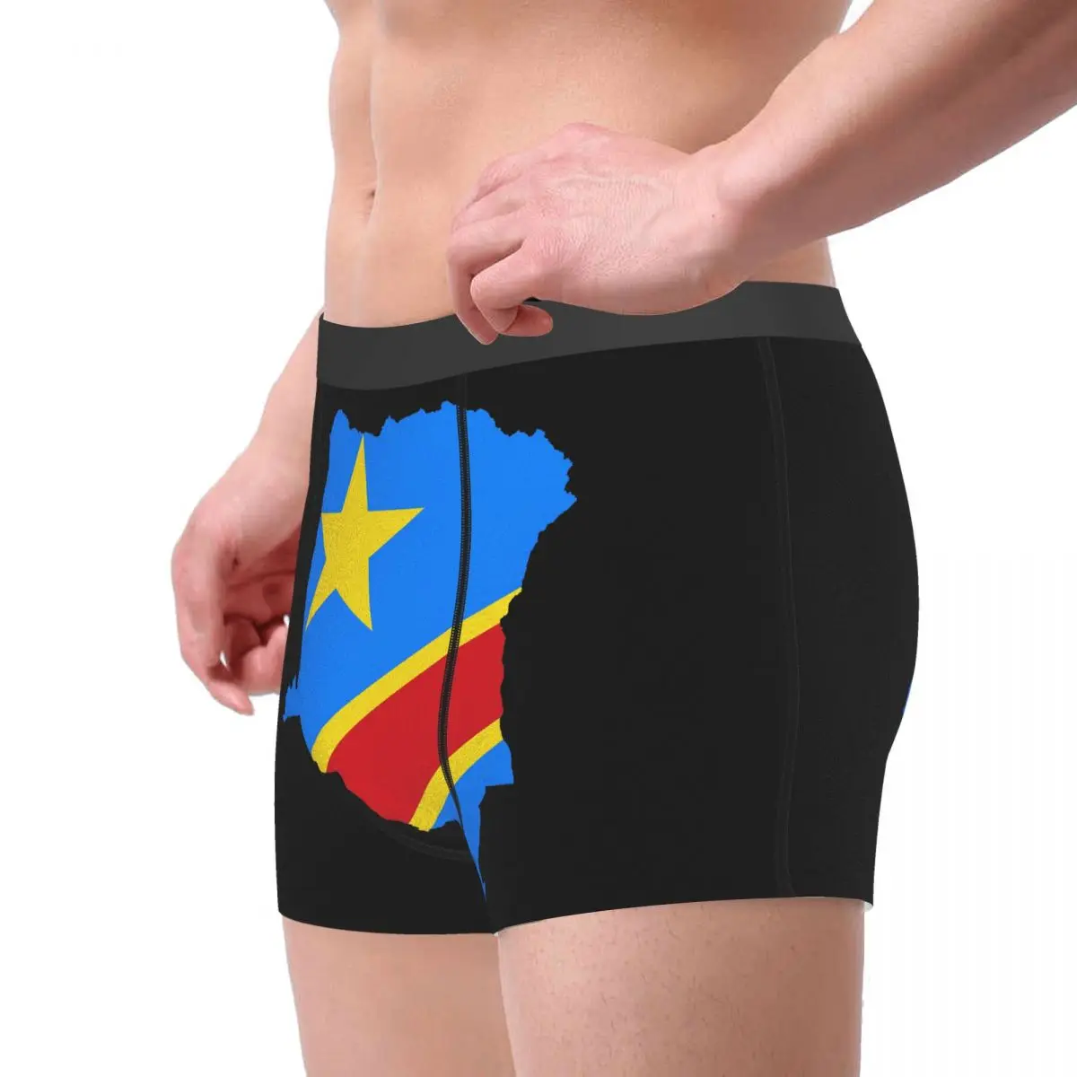 Flag Map Of The Democratic Republic Of The Congo Men's Boxer Briefs R300 Humor Graphic elastic pants for men
