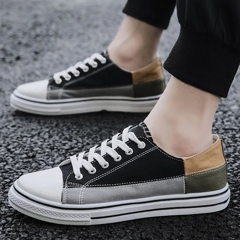 

Spring New Canvas Shoes Color Matching Low-top Sneakers Breathable Students Fashion Comfort Men's Shoes Vulcanize Shoes
