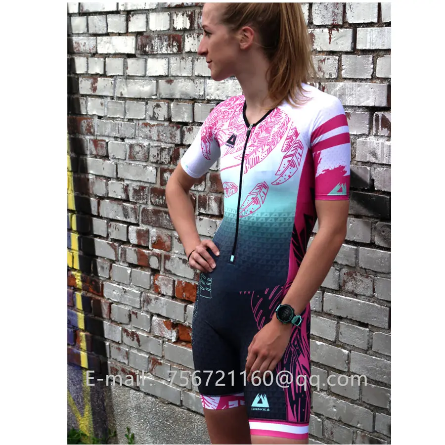 Женский Быстросохнущий костюм LANAKILA для триатлона с короткими рукавами из Джерси