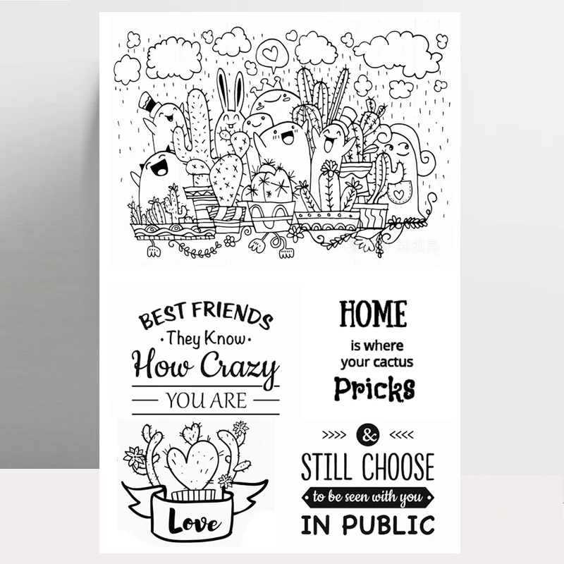 

ZhuoAng Cact Stamp for DIY Scrapbooking/Photo Album Decorative Card Making Clear Stamps Supplies