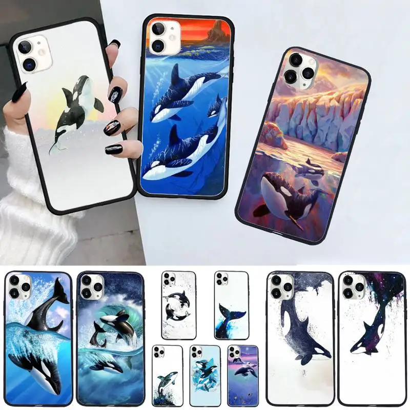 

Killer Whale Orca Watercolor Phone Case For iphone 12 11 13 7 8 6 s plus x xs xr pro max mini shell