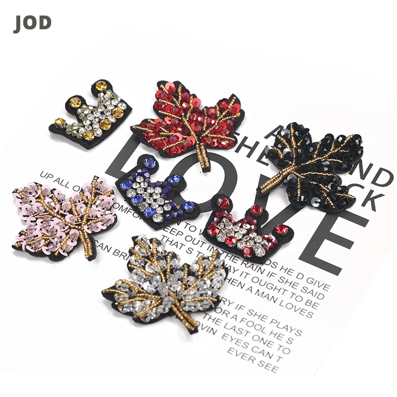 Кленовый лист Корона блесток вышитые патчи для платья патч полосы одежды значки