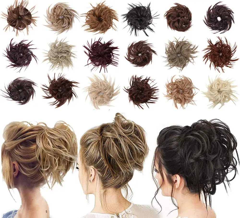 

Kong&Li Chignon Hairpiece Synthetic Tousled Messy Bun Hair Elastic Band Updo Chignon Hair Hairpiece For Women