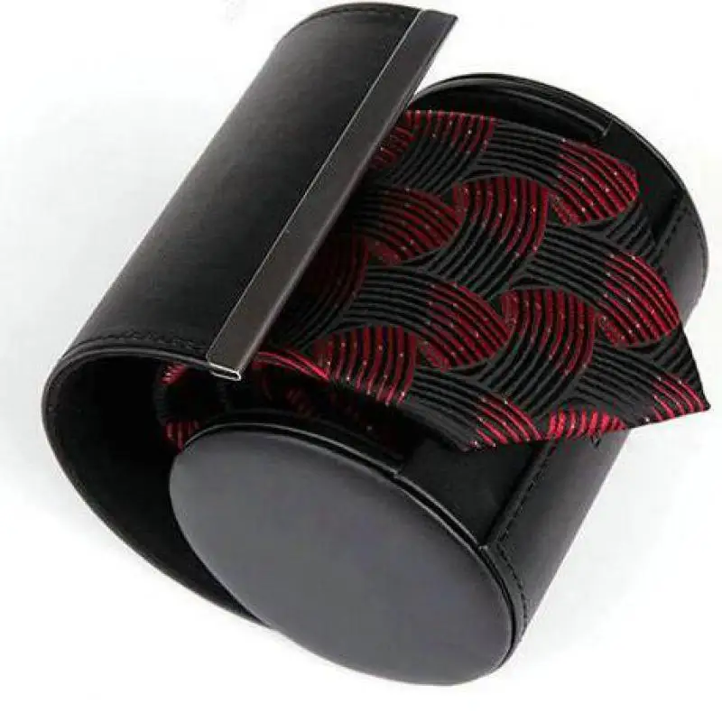 

Mini Portable Pu Leather Cylinder Necktie Tie Box Handkerchiefs Gift Box Men's Jewelry Holder Carrying Box Wholesale 5pcs/lot