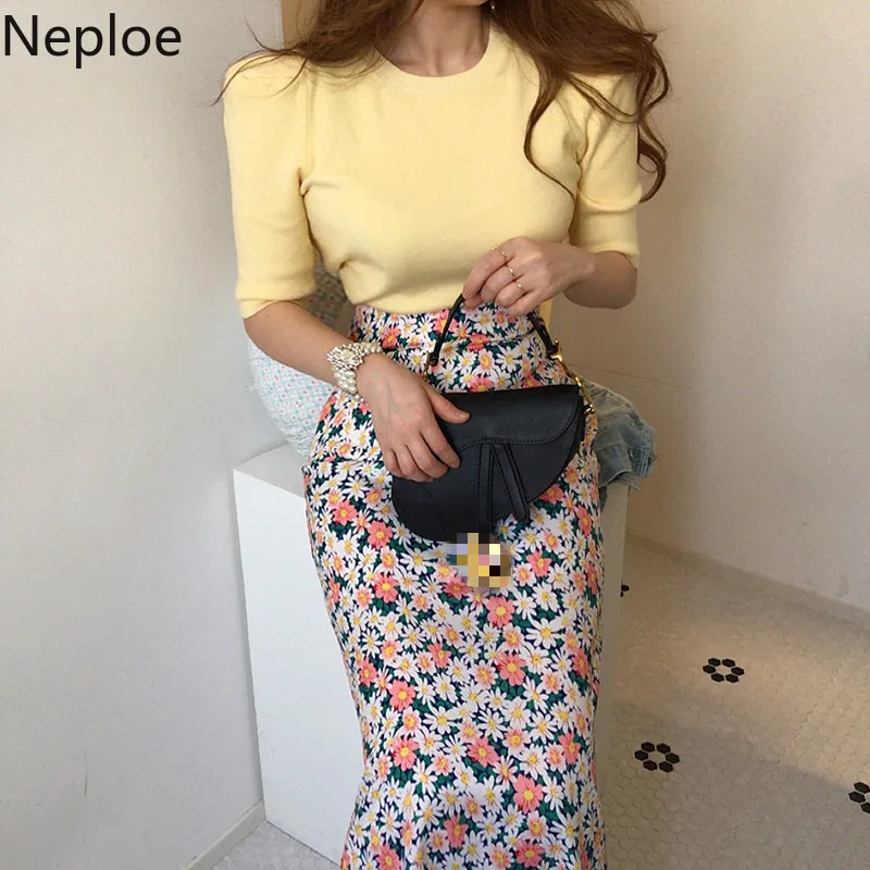 Женский комплект из 2 предметов Весенняя Корейская трикотажная футболка с