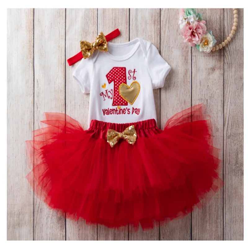 Наряд для первого дня рождения Сетчатое платье-пачка девочек с принтом на 1 год