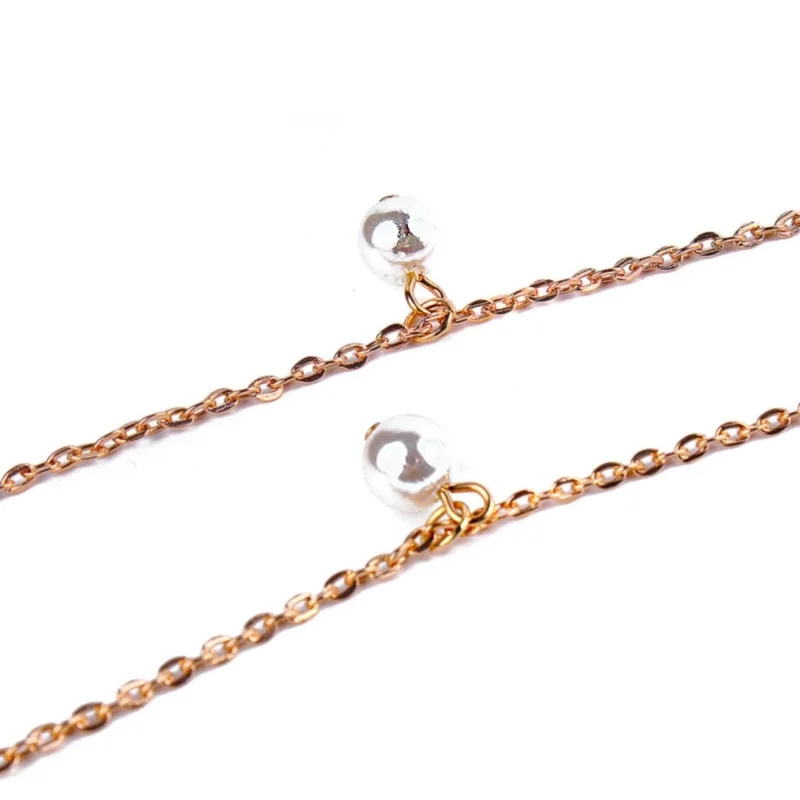 

Thin stamped Gold plated Shiny Pearl Chains Anklet For Women Girls Friend Foot Jewelry Leg Bracelet Barefoot Tobillera de Prata