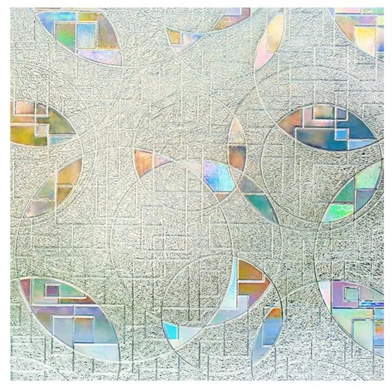 Статическая пленка для стекла с круглым узором 3D-лазерной декоративной защиты от проникновения воды и матовой защиты на окна длиной 200 см.