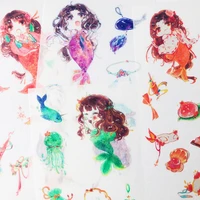 4 sheets pack girls mermaid diary notebook decorative stickers diy album decoration