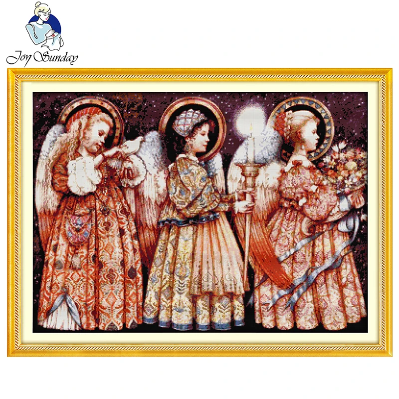 Joy SundayChristmas Eve angels DIY Набор для вышивания крестиком наборы для рукоделия Счетный напечатанный на холсте детская комната хлопковая ткань