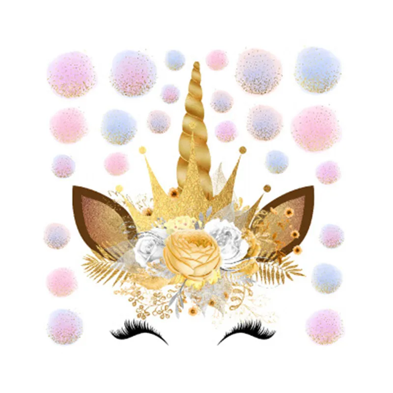 Золотой горошек Наклейка на стену в форме единорога для детской комнаты домашний