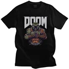 Мужская футболка с коротким рукавом Cool Doom Eternal, Приталенная футболка из чистого хлопка с принтом черепа Game Slayer