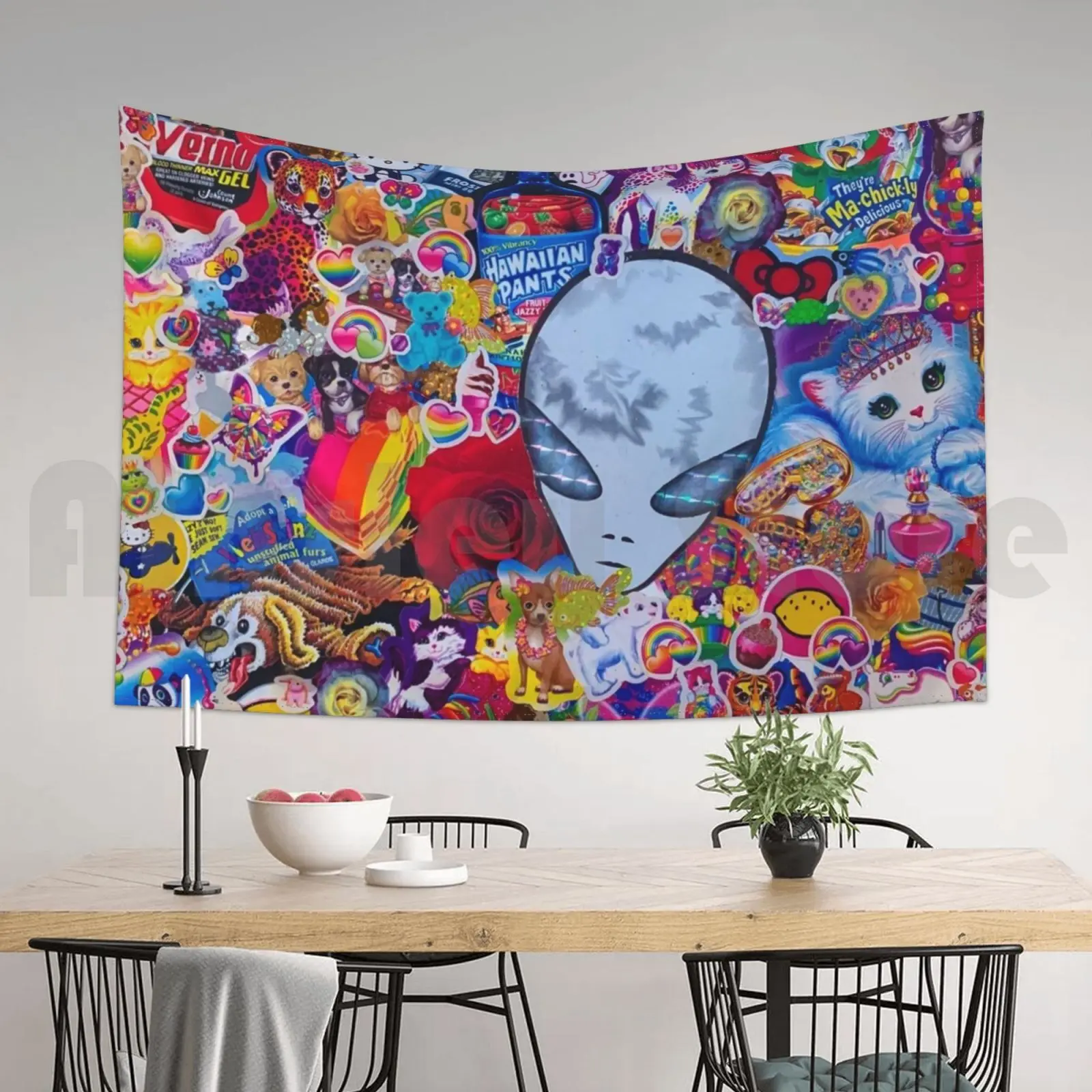 90s коллаж гобелен фон настенный красочный искусство абстрактное Лиза Фрэнка 90-х