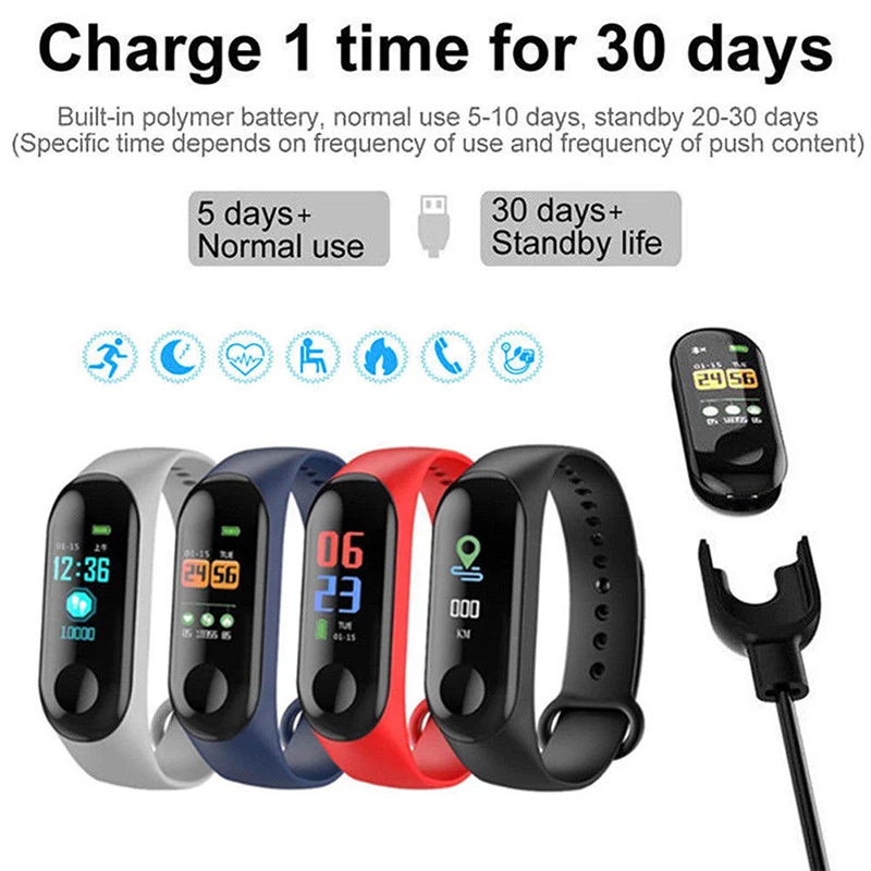 

Fitness Bracelet Fitness Sport Bracelet WristBand M3 Smart Watch 0.96Inch Screen Blood Pressure Heart Rate Monitor