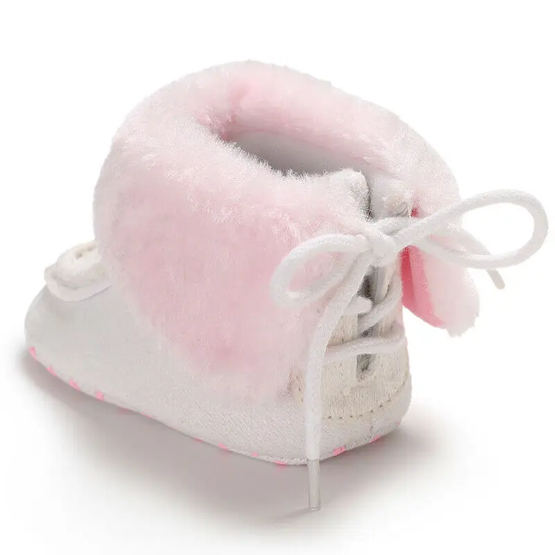

Infant Newborn Baby Girls Cashmere Plush Winter Boots Bandage Warm Shoes US