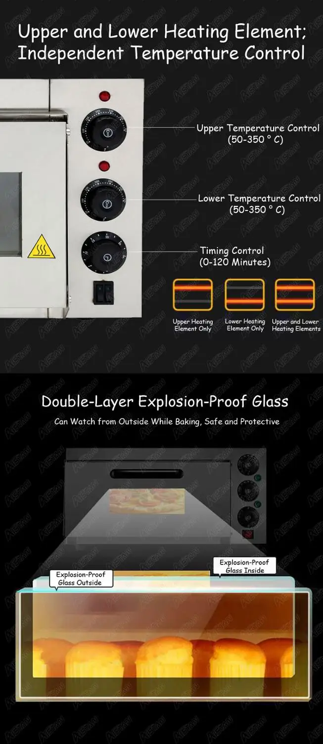 EP1AT электрическая Однослойная Печь Для Выпечки Пиццы с таймером для